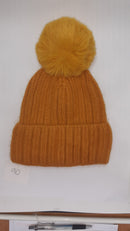 RIBBED TURN UP ANGORA POM HAT AW23-RMD-90