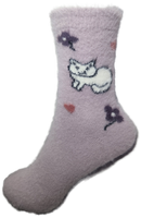 VERA TUCCI LUXURY WOMENS COSY FLUFFY SOCKS RMD2403-07-03 CATS & HEARTS