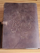 Journal Large Leather Bound Journal Gone Fishing Design - Vera Tucci OriginalsVera Tucci Originals