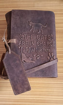 Journal Small Leather Bound Journal Cats In Charge Design - Vera Tucci OriginalsVera Tucci Originals