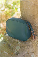 Leather Bag GEMMA - GENUINE LEATHER CAMERA BAG WITH TASSEL ZIP - Vera Tucci OriginalsBags TEAL